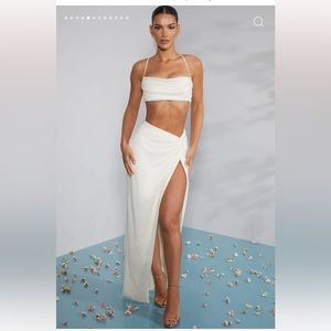 Oh Polly Embellished Crop Top & Maxi Skirt Set